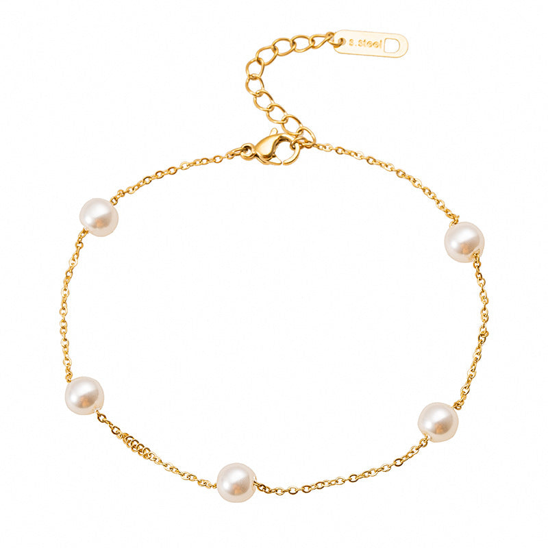 Lunara™ パール チタン鋼アンクレット.