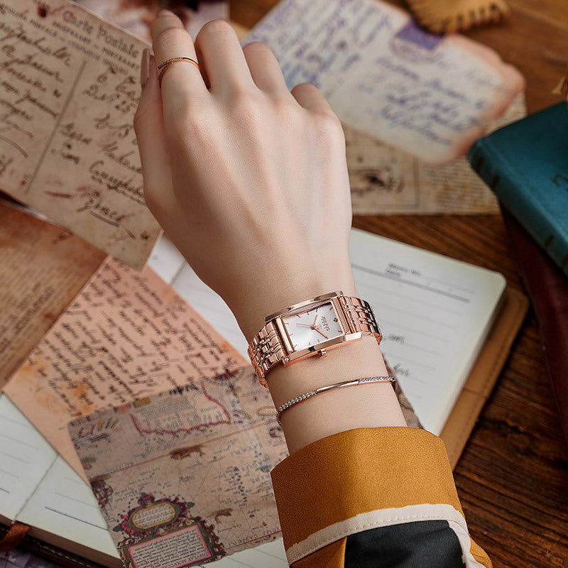 Lunara™ ローズゴールド スクエア腕時計.