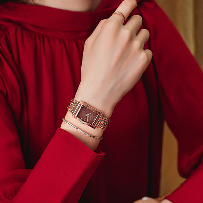 Lunara™ ローズゴールド スクエア腕時計.