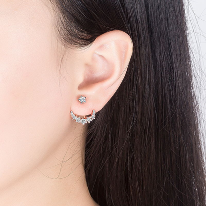 Lunara™ 重ね付け風 ムーンピアス.