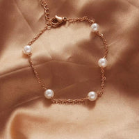 【255】シングルパールアンクレット（ローズゴールド）