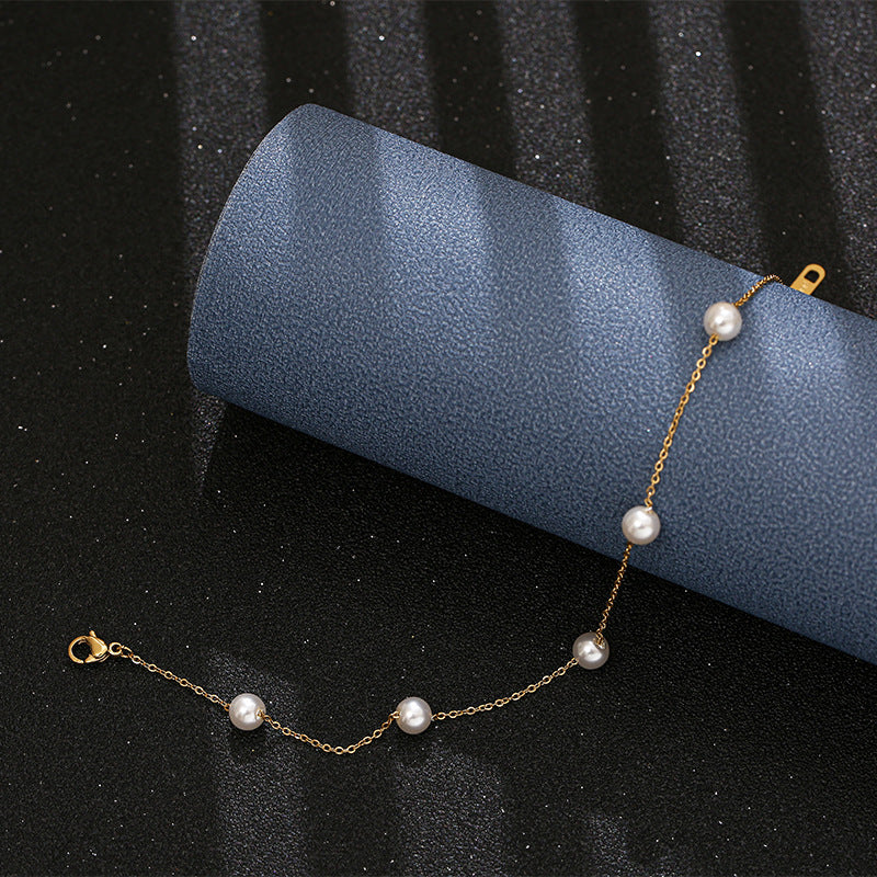 Lunara™ パール チタン鋼アンクレット.